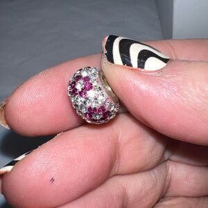 Pink and Clear Crystal Flower Round Bead